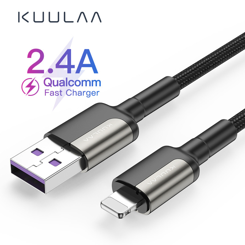 KUULAA 2.4A Quick USB A to Lighting Durable Nylon Braided High Speed Fast Charging Data Cable For iPhone