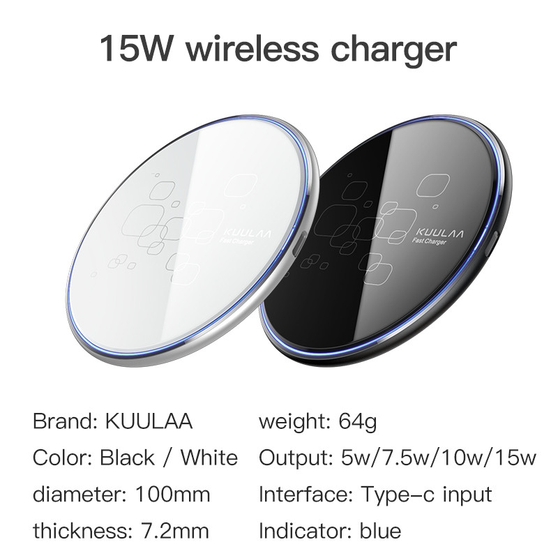 Kuulaa New 2020 Trending Product 15W Qi Portable Smart Mobile Phone Fast Wireless Charger