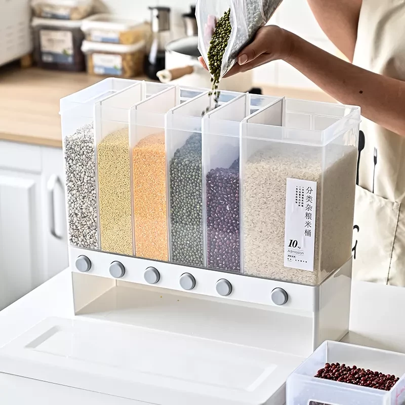 Table Plastic Dry Food Cereal Rice Grain Bucket Storage Tank Container